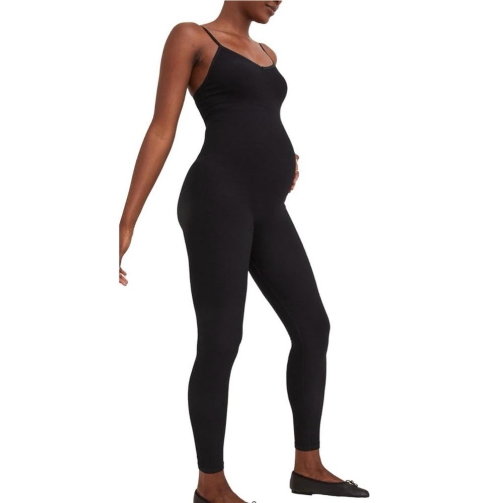 Hatch Black Maternity Ribbed Jumpsuit